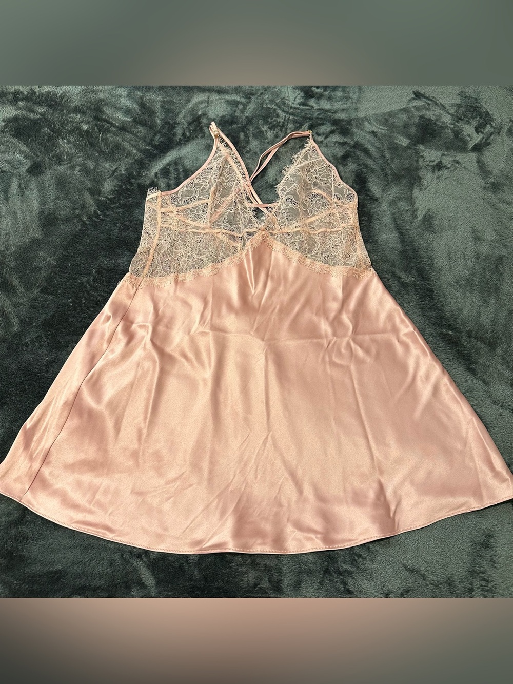 Victoria's Secret Rose Pink Lace-Trim Satin Chemise